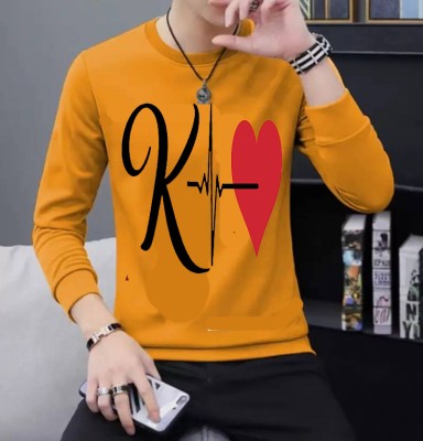 GP GARMENTS Printed Men Round Neck Orange T-Shirt