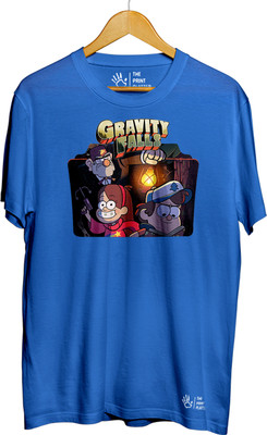 THE PRINT PLATTER Graphic Print Men Round Neck Light Blue T-Shirt