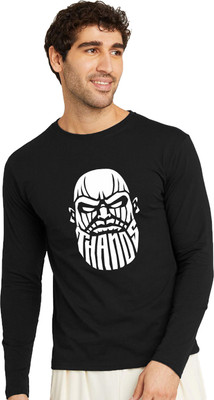 OrrganicChics Printed Men V Neck Black T-Shirt