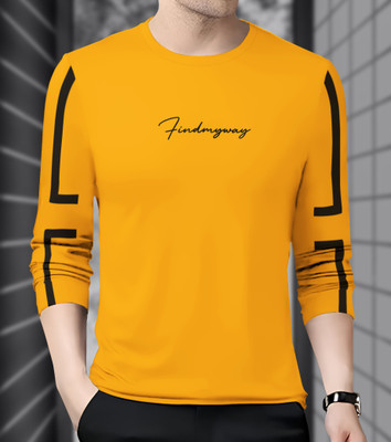 MOWA Printed Men Round Neck Yellow T-Shirt