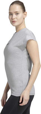 ADIDAS Solid Women Round Neck Grey T-Shirt