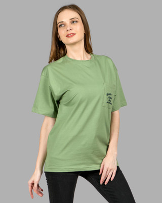 lady willington Printed Women Round Neck Green T-Shirt