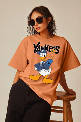 DISNEY by DreamBe Printed Women Round Neck Orange T-Shirt