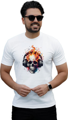 Binayak Graphic Print Men Round Neck White T-Shirt