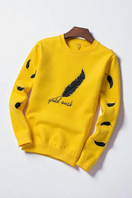 Autna Printed Men Round Neck Yellow T-Shirt