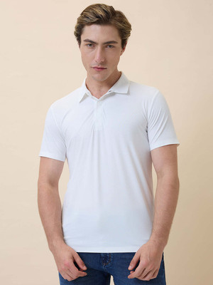 Status Quo Solid Men Polo Neck White T-Shirt