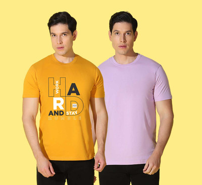 WOOSTRO Typography, Solid Men Round Neck Multicolor T-Shirt