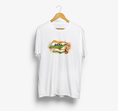 SATVANG Printed Men Round Neck White T-Shirt