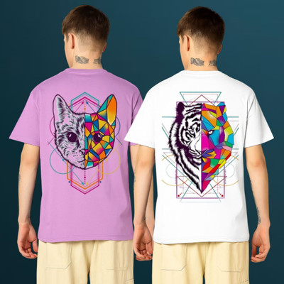 Kasendra Printed Men Round Neck Multicolor T-Shirt