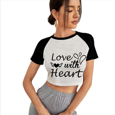 GNAP Typography Women Round Neck Light Blue T-Shirt