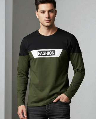 Autna Printed Men Round Neck Dark Green T-Shirt