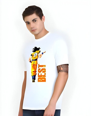 Royal Creations By Rv Printed Men Round Neck White T-Shirt