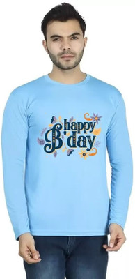 LV CARE Printed Men Round Neck Blue T-Shirt