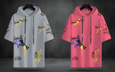 cnw Graphic Print Men Hooded Neck Multicolor T-Shirt