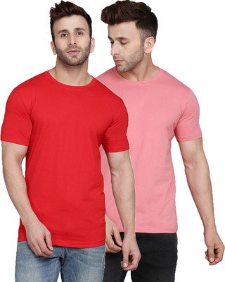 SLOWLORIS Solid Men Round Neck Multicolor T-Shirt