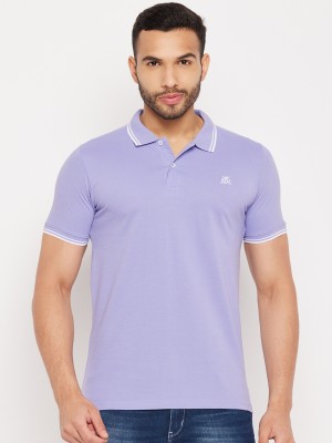 DUKE Solid Men Polo Neck Purple T-Shirt