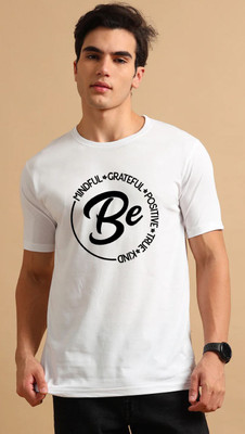 Aditi Fashion Printed, Typography Men Round Neck White T-Shirt