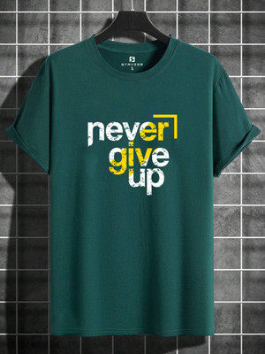 STRYZER Typography Men Round Neck Dark Green T-Shirt