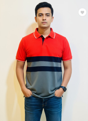 SAAV Solid Men Polo Neck Multicolor T-Shirt