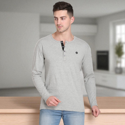 Faricon Trend Solid Men Round Neck Grey T-Shirt