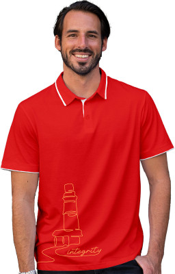 Fighterhero Printed Men Polo Neck Red T-Shirt