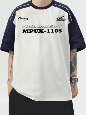 Jump Cuts Printed Men Round Neck White, Blue T-Shirt