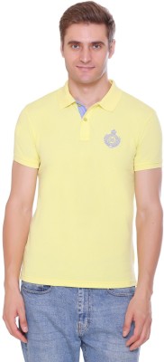 RF Raves Solid Men Polo Neck Yellow T-Shirt