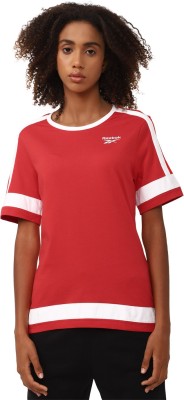 REEBOK Colorblock Women Round Neck Red T-Shirt