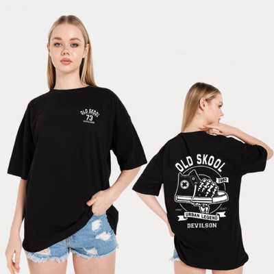 dione fashion Printed, Typography Women Round Neck Black T-Shirt