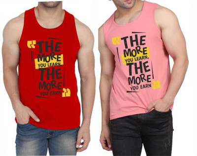WOOSTRO Printed, Typography Men Scoop Neck Red, Pink T-Shirt