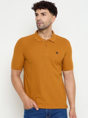 DUKE Solid Men Polo Neck Yellow T-Shirt