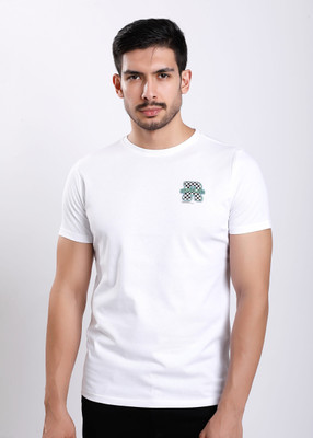 HIGHTRIBE Printed Men Round Neck White T-Shirt