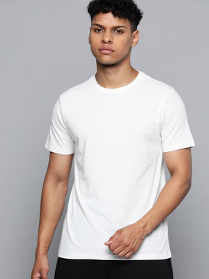 OrrganicChics Solid Men Round Neck White T-Shirt