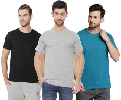 VAN HEUSEN Solid Men Round Neck Multicolor T-Shirt