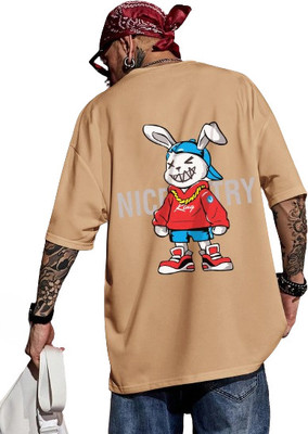 MARIFA Printed Men Round Neck Beige T-Shirt