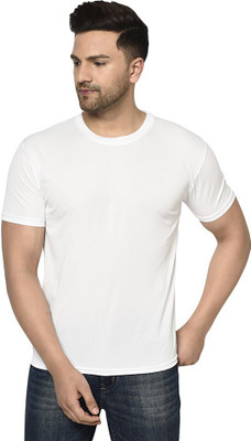 ACENTEO Solid Men Round Neck White T-Shirt