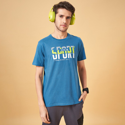 Ajile By Pantaloons Typography Men Round Neck Blue T-Shirt