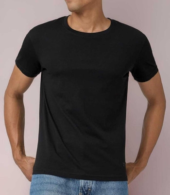 nimaiclothings Solid Men Round Neck Black T-Shirt