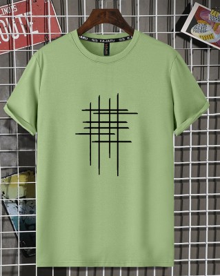 KAJARU Printed Men Round Neck Green T-Shirt