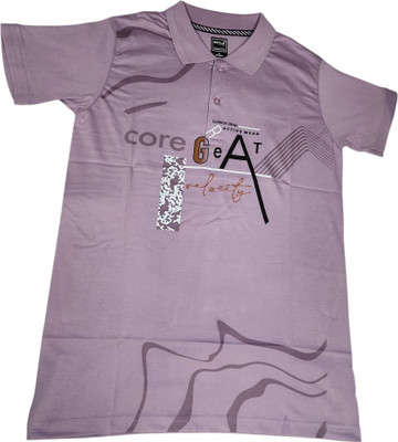 faizan fashion Solid Men Polo Neck Purple T-Shirt
