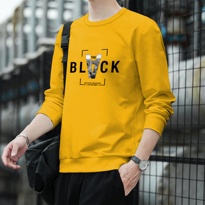 Beaumen Printed Men Round Neck Yellow T-Shirt