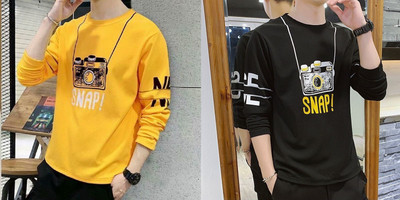 Stelino Printed Men Round Neck Black, Yellow T-Shirt