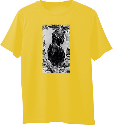 VIRAJ VINTAGE Printed Men Round Neck Yellow T-Shirt