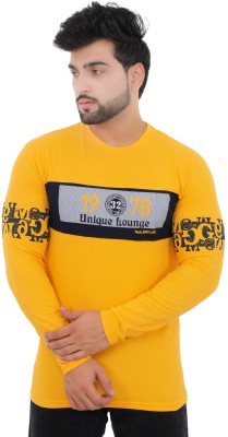 E-MAX Typography, Graphic Print Men Round Neck Yellow T-Shirt