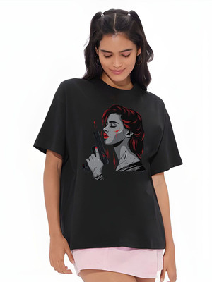 Moda Rapido Graphic Print Women Round Neck Maroon T-Shirt