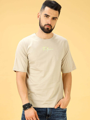 Estilocus Solid Men Round Neck Grey T-Shirt