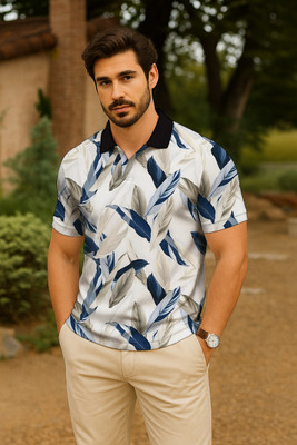 Tshirts Buddy Printed Men Polo Neck Multicolor T-Shirt