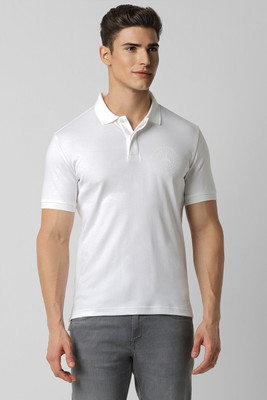 VAN HEUSEN Solid Men Polo Neck White T-Shirt