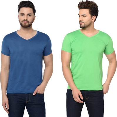 Adorbs Trend Solid Men V Neck White T-Shirt