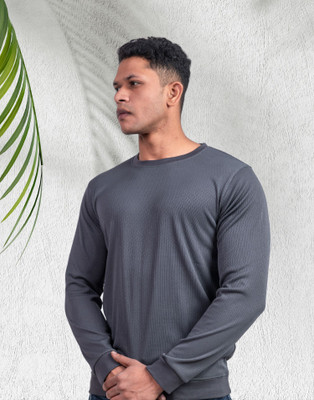 Lynx Solid Men Crew Neck Grey T-Shirt